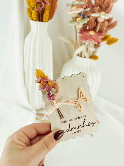 Íman de Páscoa para Padrinhos com Flores Secas e Mensagem Gravada