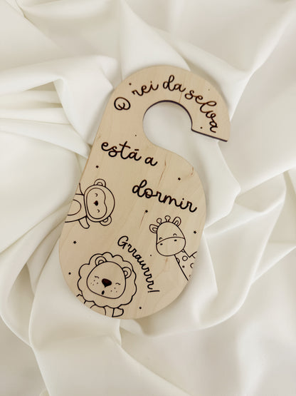 Placa para Puxador do Quarto do Bebé em Bétula — Animais
