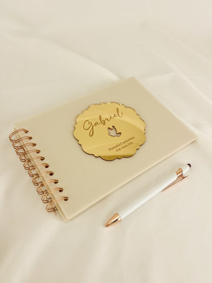 Livro de Honra para Batizado A5 Horizontal em Acrílico
