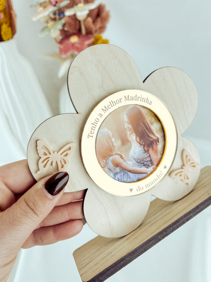 Moldura em Forma de Flor para Madrinha | Presente Personalizado