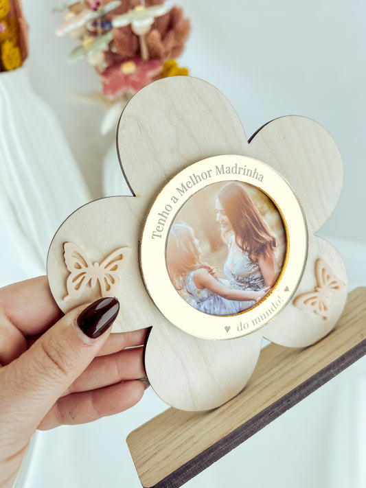 Moldura em Forma de Flor para Madrinha | Presente Personalizado