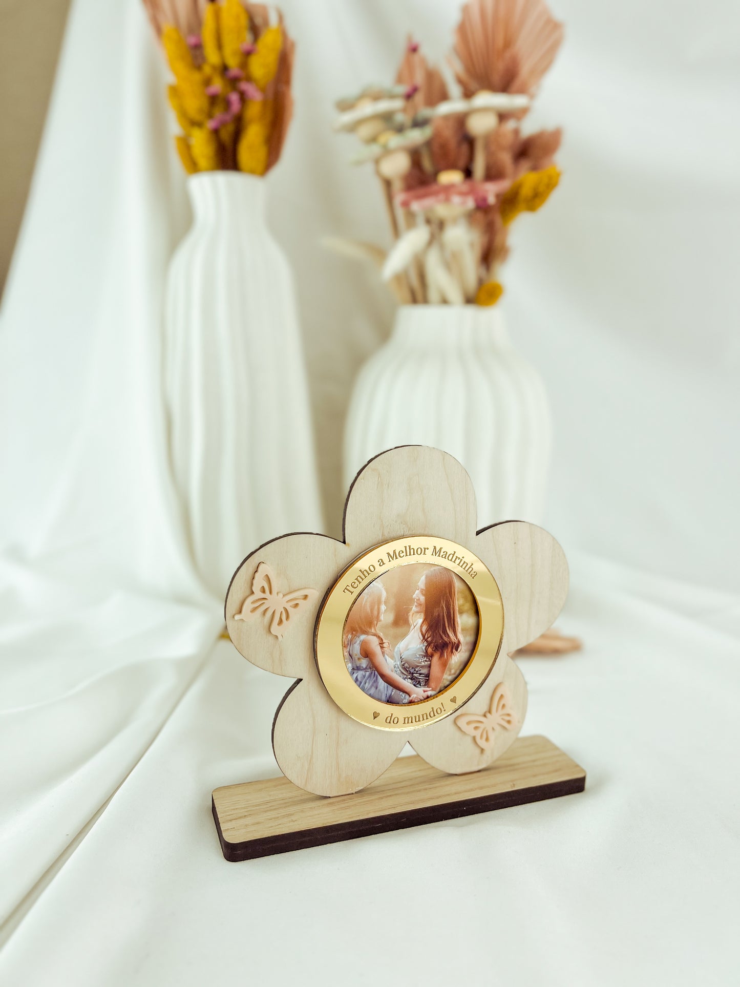 Moldura em Forma de Flor para Madrinha | Presente Personalizado