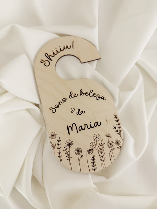 Placa para Puxador do Quarto do Bebé em Bétula — Flores