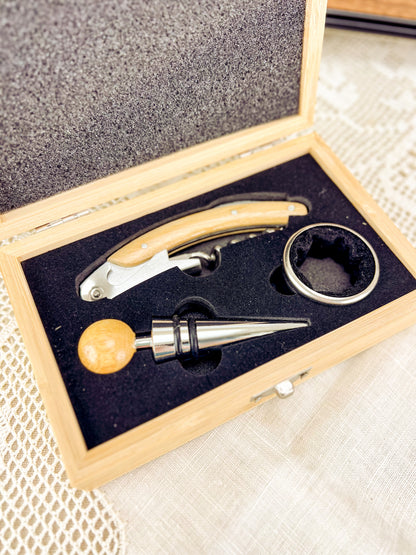 Set de Vinho em Bambu para Avô | Presente Personalizado com Gravação