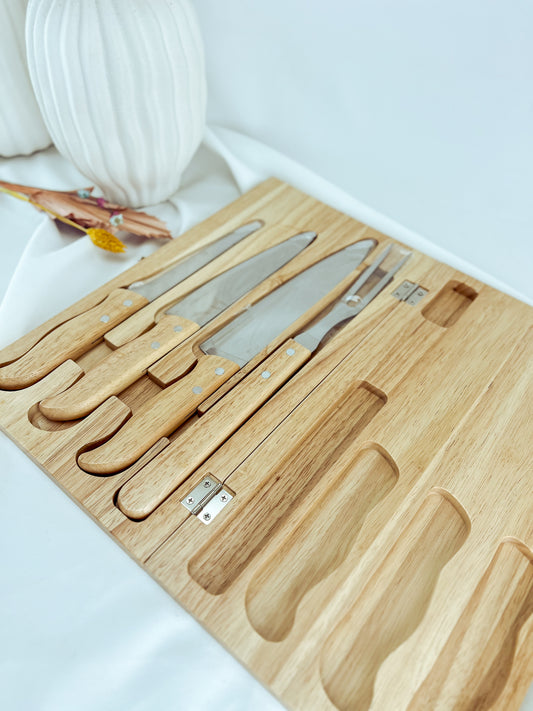 Set de Facas em Estojo de Bambu — Presente para Padrinhos
