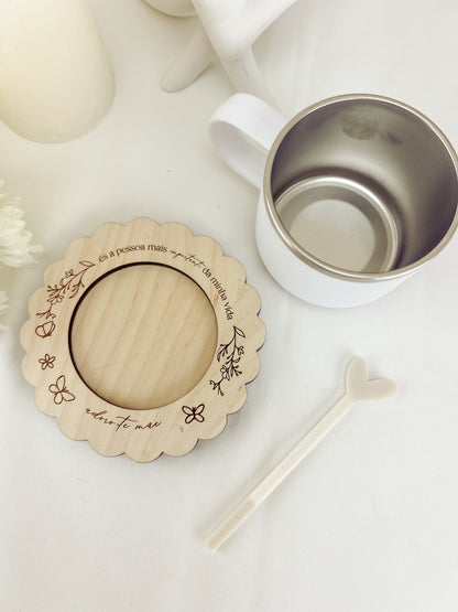 Chávena de Café com Base em Madeira — Set Personalizado
