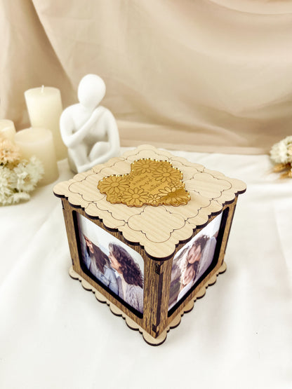 Cubo Fotográfico com Coração Dourado para Avó — Personalizado