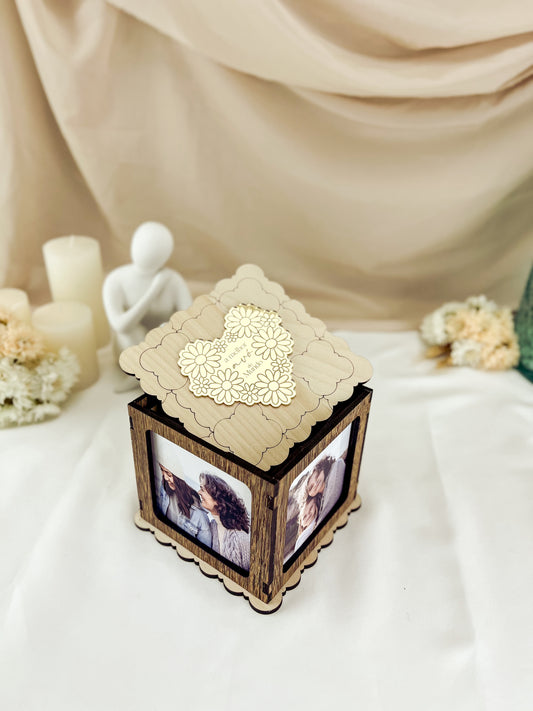 Cubo Fotográfico com Coração Dourado para Avó — Personalizado