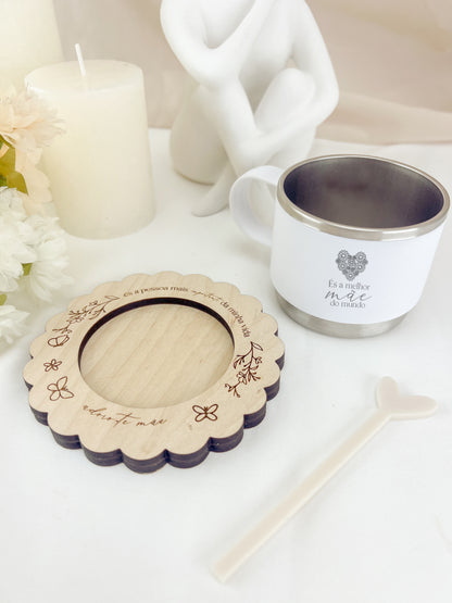 Chávena de Café com Base em Madeira — Set Personalizado