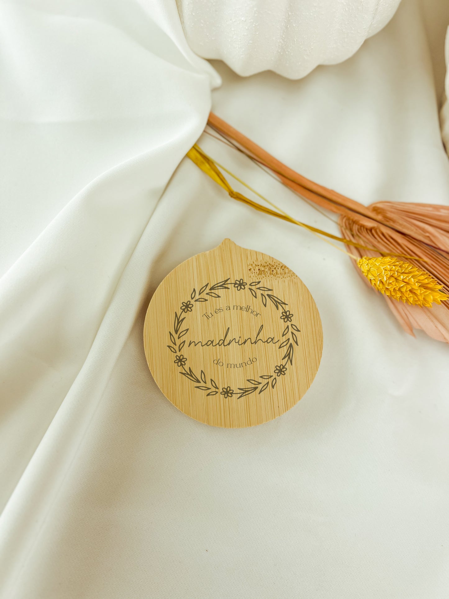 Espelho de Bolso em Bambu — Para Madrinha