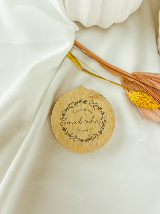 Espelho de Bolso em Bambu — Para Madrinha