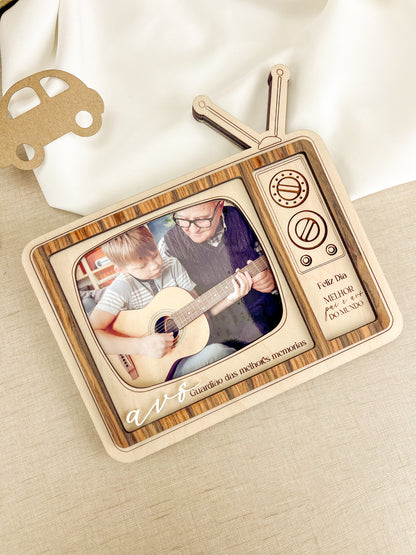 Moldura Televisão Vintage Personalizada com Foto Quadrada | Dia do Pai