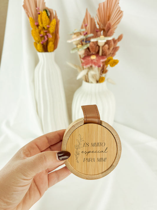 Mini Guarda-Jóias em Bambu com Espelho — Para Madrinha