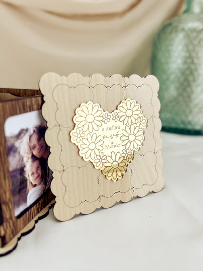 Cubo Fotográfico com Coração Dourado para Avó — Personalizado