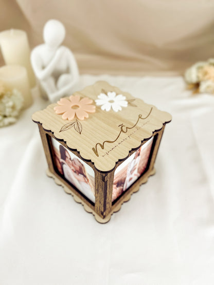 Cubo Fotográfico com Flores para Mãe — Personalizado
