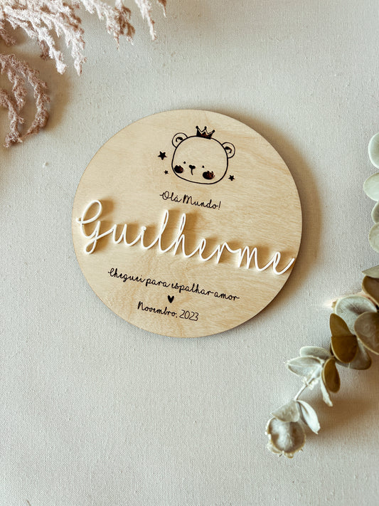 Placa Evolutiva de Nascimento do Bebé - Tema Urso