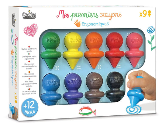 Os Meus Primeiros Lápis de Cera x9 | Ergonómicos desde os 12 Meses