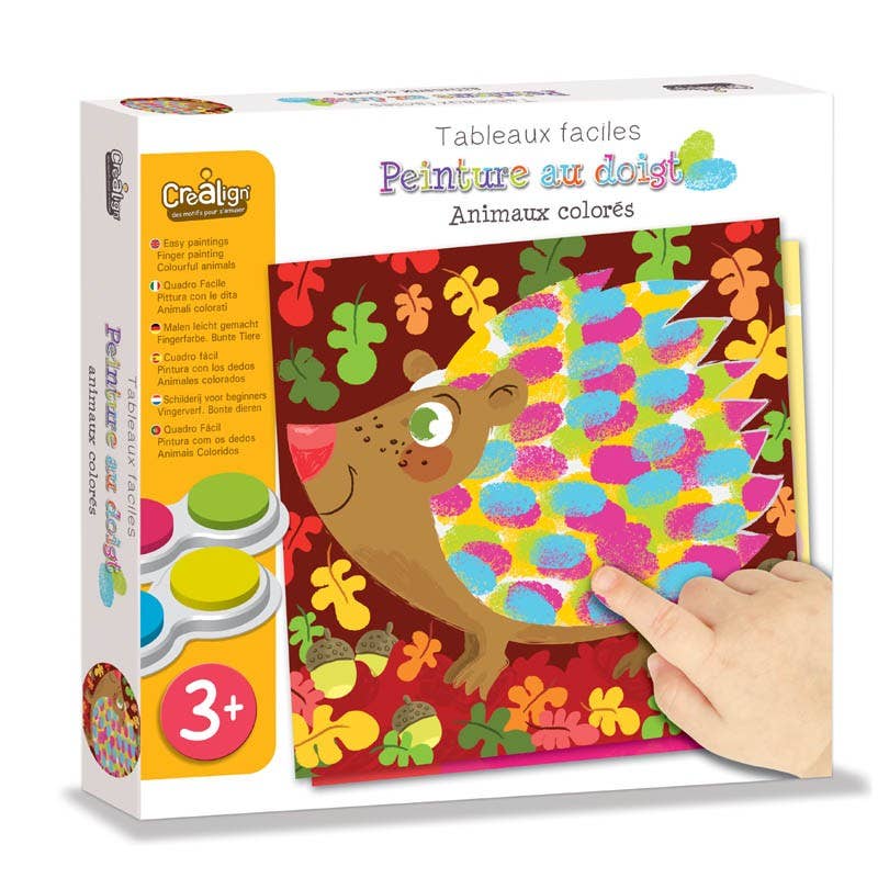 Kit Pintura a Dedo Animais Coloridos | Arte Sensorial para Crianças 3+